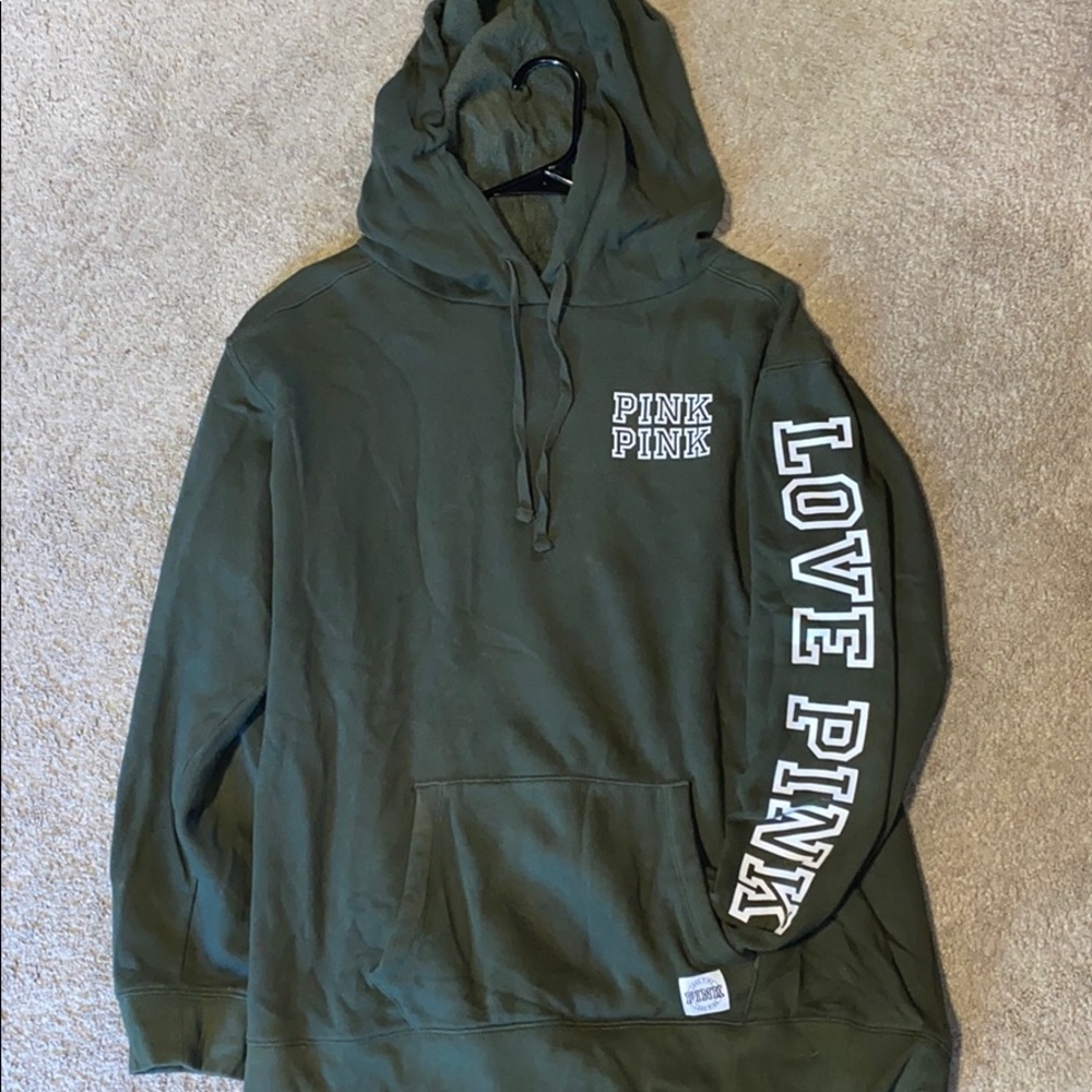PINK Olive Green Hoodie